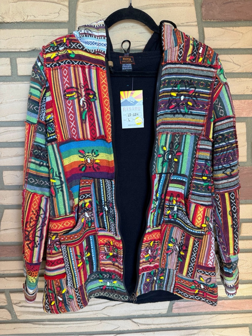 Multicolor Patchwork Hooded Jacket - Picture 3 of 4